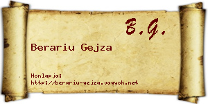 Berariu Gejza névjegykártya